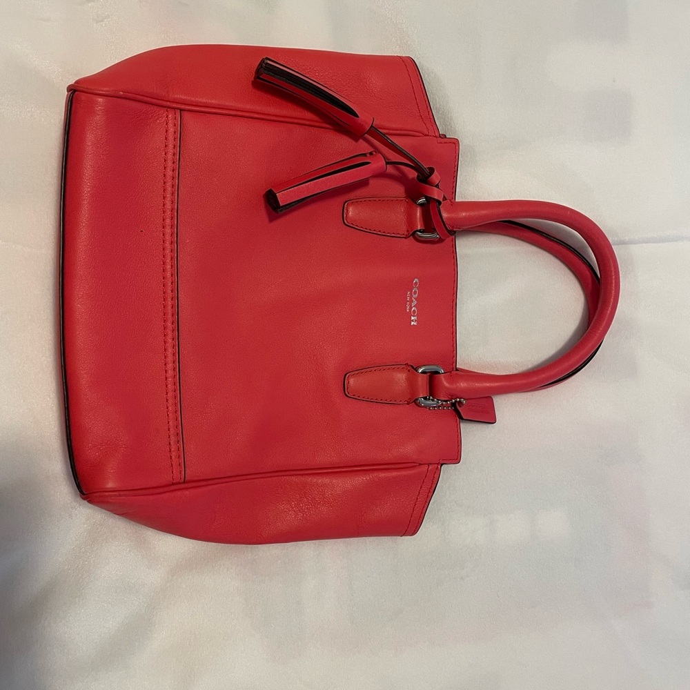 Coach Red Leather Tote Bag